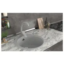 Мойка для кухни Gamma Stone GS 1 310 из искусственного камня с сифоном светло серый матовый